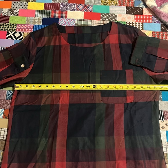 Cupshe Red Green Plaid Long Sleeve Shift Dress NWT - Picture 12 of 14